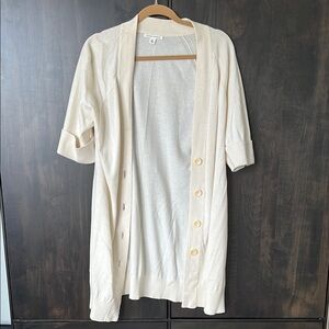 Banana Republic Long Cream Button-Up Cardigan